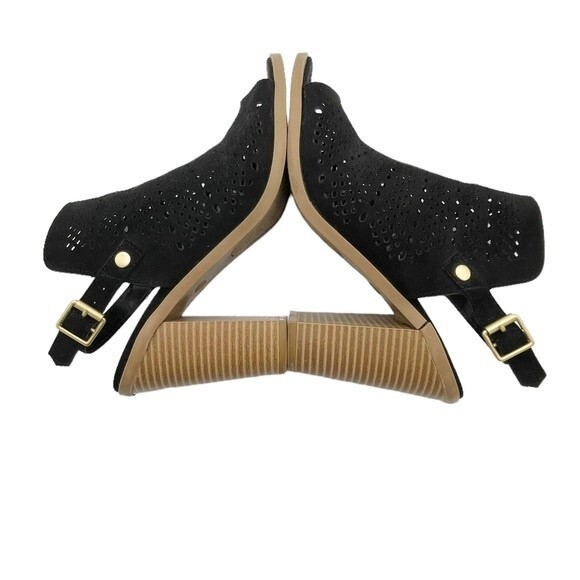 DV Dolce Vita Kassi Black Suede Slingback Peep Toe Block Heel Sandal Size 7 - Picture 13 of 16